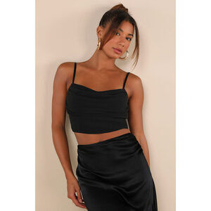 Lulus Forever Feeling Flirty Black Mesh Sleeveless Bustier Top - Size L